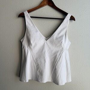 Zara White V-neck Peplum Sleeveless Top Minimalist Clean Girl Modern Chic Tank E